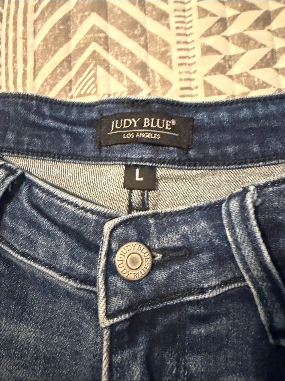 Judy Blue High Waist Tummy Control Distressed Fray Hem Jean Shorts in Blue Denim - Picture 3 of 4